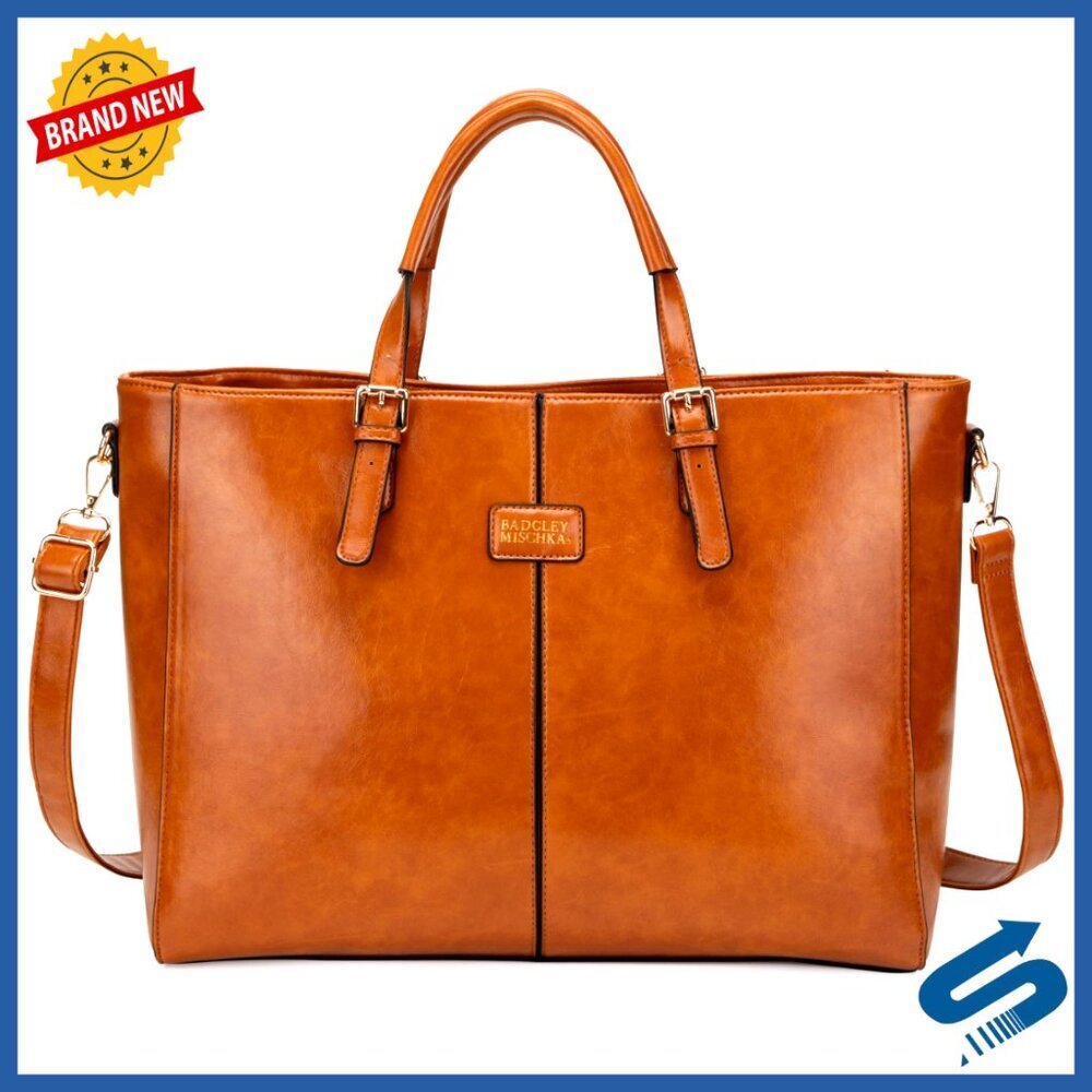 Vegan Leather Weekender Duffel Bag with Trolley Sleeve and Interior Pockets - Picture 1 of 7